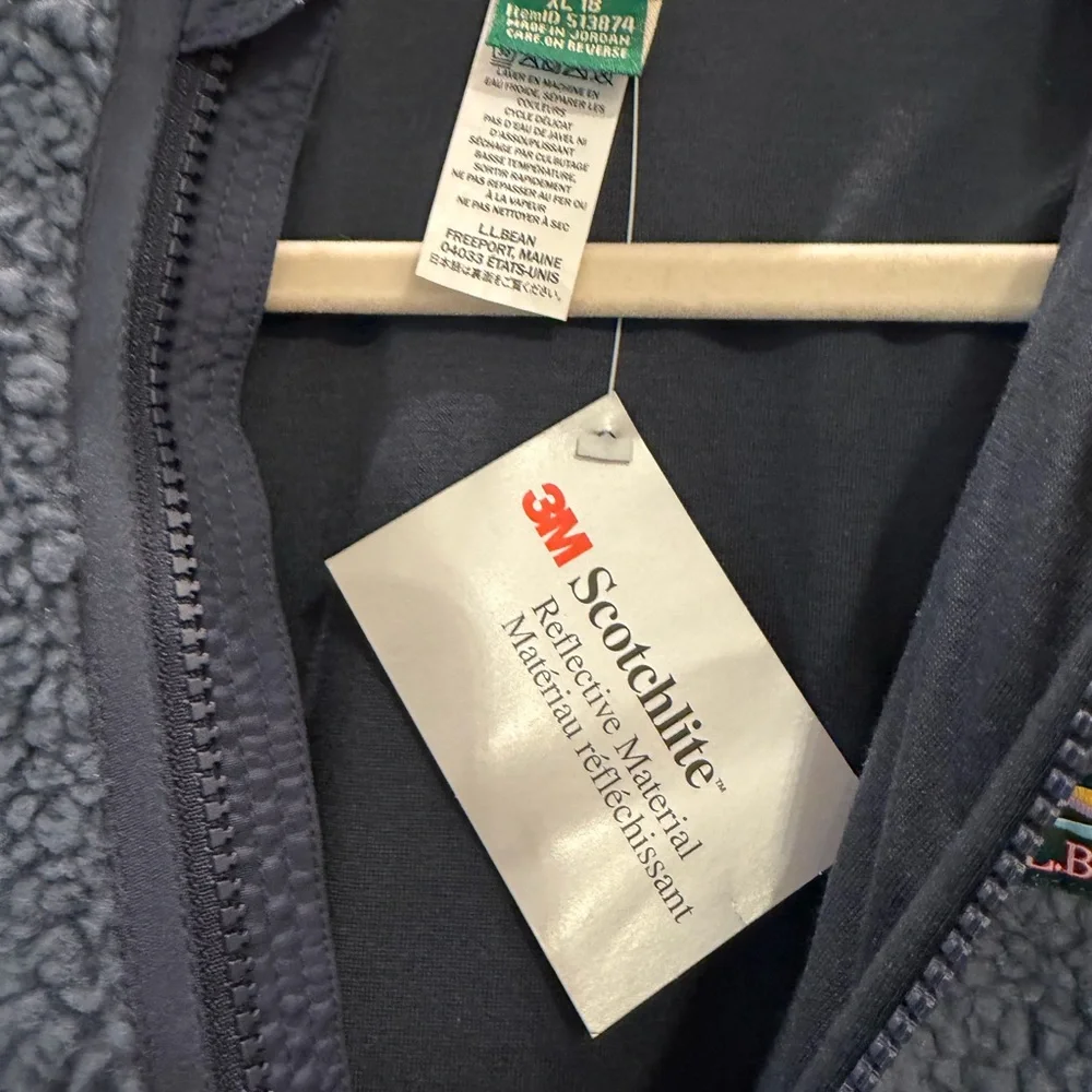 L.L. Bean Fleece Long Coat Kids Navy Jacket Size 18